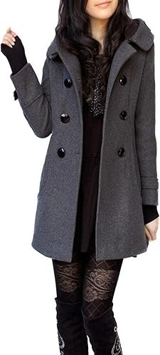 Manteau en Laine Femme - Manteau d'hiver en Noir, Gris