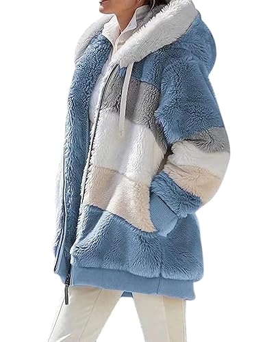 ABINGOO Manteaux Polaire Zippée pour Femme Mode en Peluche à