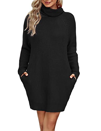Nadeer Robe Pull Femme Hiver Pull Tricot Col Roulé Manches
