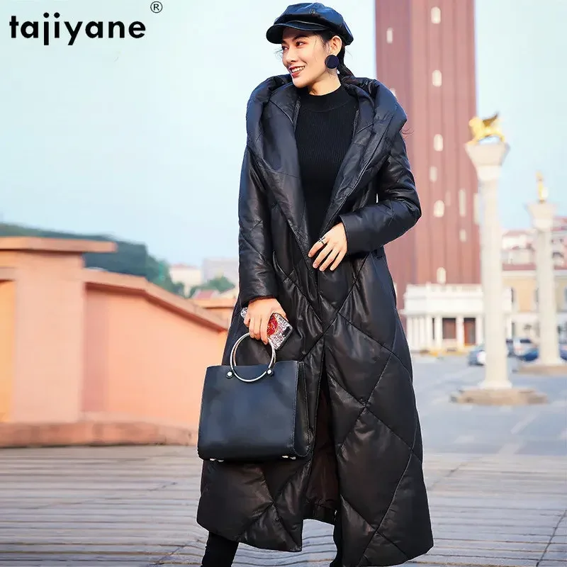 Tajiyane-Veste en cuir à capuche en peau de mouton véritable
